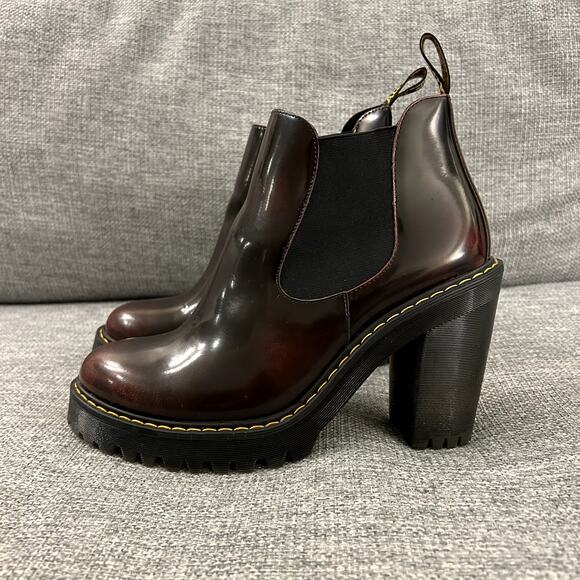 Dr. Martens Hurston Heeled Chelsea Boots in RARE Cherry Red Arcadia Worn Once! - Picture 6 of 16